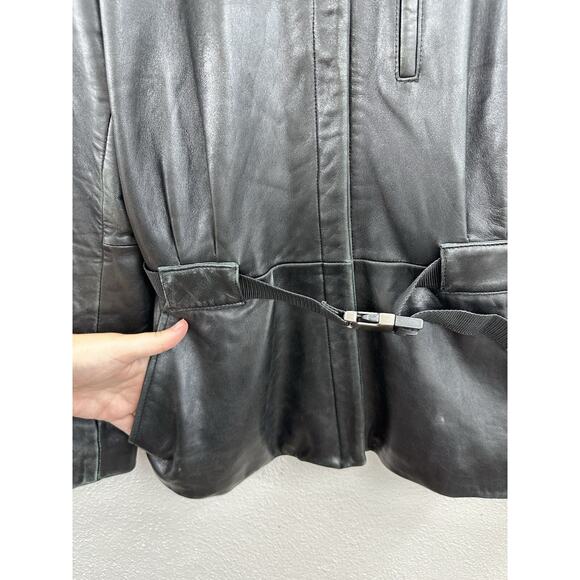 Reaction by Kenneth Cole Womens Jacket Size Small Black Leather Zip Up Lined - Picture 3 of 13